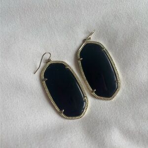 Kendra Scott Black and Gold Geometric Drop Earrings
